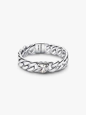 Pandora Heart Cuban Chain Ring